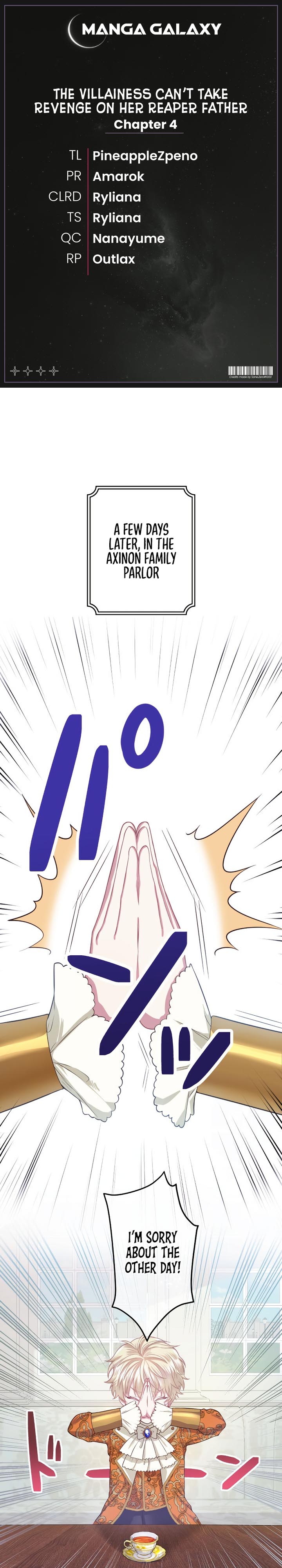 The Villainess Can’t Take Revenge on Her Reaper Father Chapter 4 - Page 1